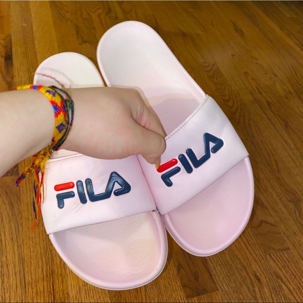 Baby Pink Fila Slides